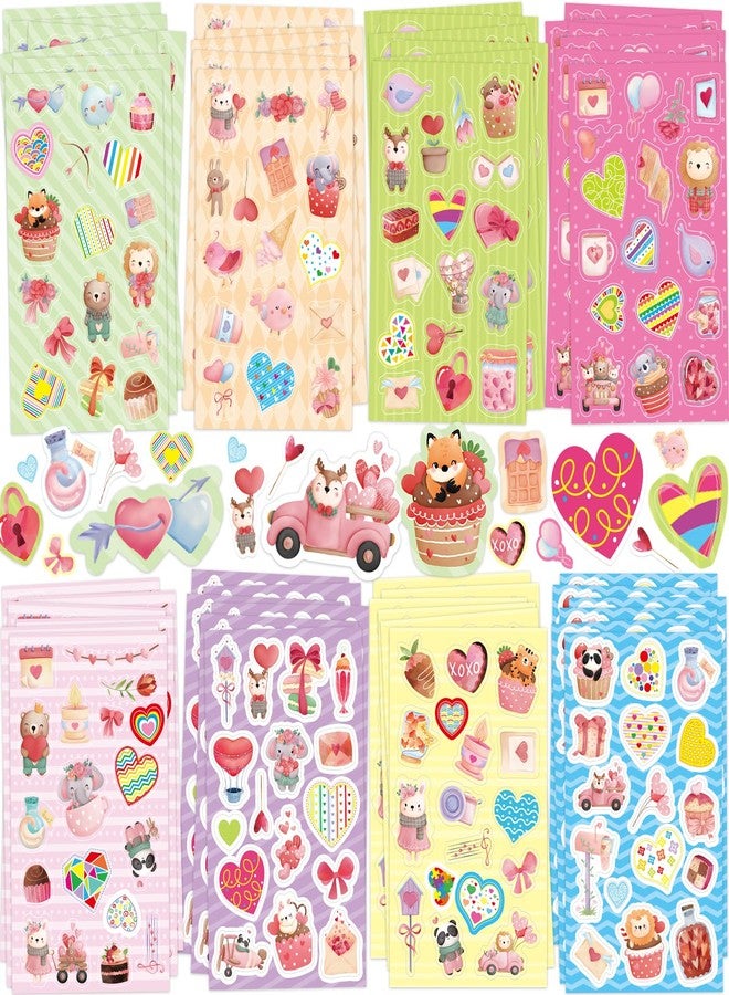 WorldBazaar 48Pcs Valentine's Day Stickers Sheets for Kids Cute Valentine Animal Water Bottle Stickers Crafts Rewards Classroom School Supplies - Image 1